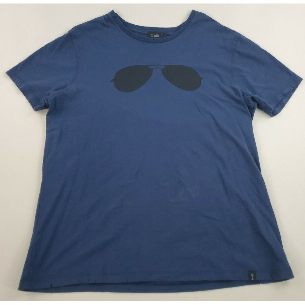 Truth by Republic men tee t-shirt blue sunglasses print cotton sz M $48